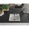 Mexen Milo granitový drez 1-komorový 435 x 410 mm, biely, čierny sifón - 6505441000-20-B