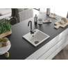 Mexen Milo granitový drez 1-komorový 435 x 410 mm, biely, čierny sifón - 6505441000-20-B