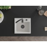 Mexen Milo granitový drez 1-komorový 435 x 410 mm, biely, čierny sifón - 6505441000-20-B