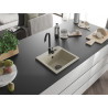 Mexen Milo granitový jednodrez 435 x 410 mm, béžový, čierny sifón - 6505441000-69-B