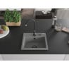Mexen Milo granitový drezu 1-komorový 435 x 410 mm, sivý, čierny sifón - 6505441000-71-B