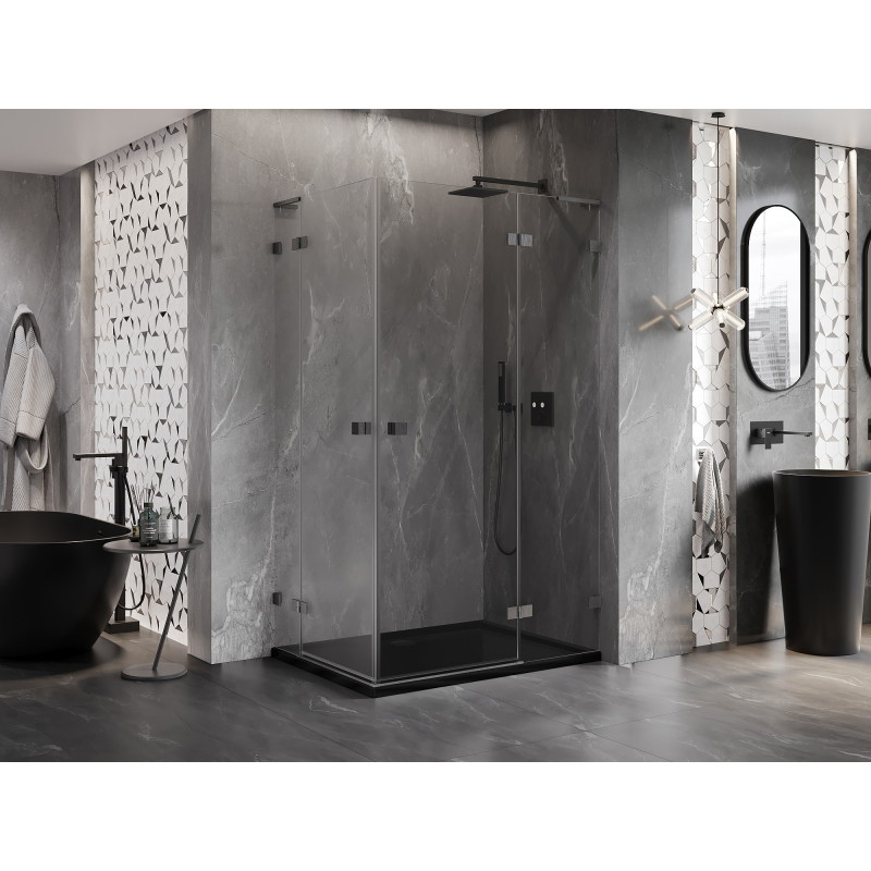 Mexen Lunar L Duo sprchová kabína otvárateľná pravá 100 x 95 cm, transparentná, brúsená gun gray - 834L-100P-095L-66-00