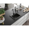 Mexen Milo granitový drez 1-komorový 435 x 410 mm, čierny/zlatý metalik, sifón čierny - 6505441000-75-B