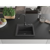 Mexen Milo granitový kuchynský drez s 1 komorou 435 x 410 mm, čierny s bodkami, čierny sifón - 6505441000-76-B