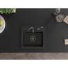 Mexen Milo žulový drez 1-komorový 435 x 410 mm, čierny, čierny sifón - 6505441000-77-B