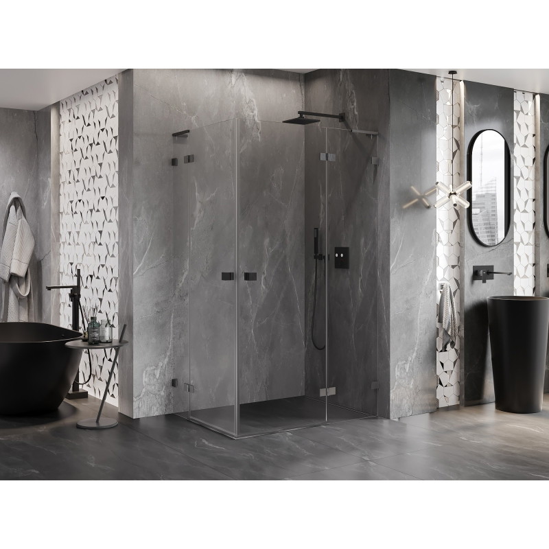 Mexen Lunar L Duo sprchová kabína pravá 110 x 95 cm, transparentná, brúsená gun gray - 834L-110P-095L-66-00