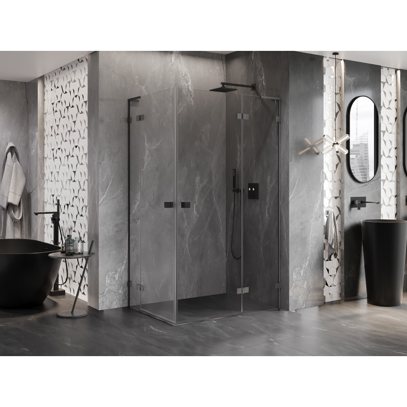 Mexen Lunar L Sprchová kabína Duo, pravá 115 x 85 cm, priehľadná, brúsená zbraňovo sivá - 834L-115P-085L-66-00