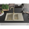 Mexen Gaspar granitový drez 1,5-komorový s odkvapkávacou plochou 737 x 475 mm, béžový, sifón zlatý - 6507731505-69-G