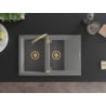 Mexen Gaspar granitový drez 1,5-komorový s odkvapom 737 x 475 mm, sivý, sifón zlatý - 6507731505-71-G