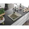 Mexen Enzo granitový drez 1-komorový s odkvapkávačom 576 x 465 mm, béžový, čierny sifón - 6506571005-69-B