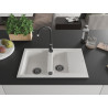 Mexen Gaspar granitový drez 1,5-komorový s odkvapkávačom 737 x 475 mm, biely, sifón čierny - 6507731505-20-B