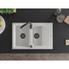 Mexen Gaspar granitový drez 1,5-komorový s odkvapkávačom 737 x 475 mm, biely, sifón čierny - 6507731505-20-B