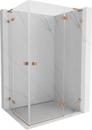 Mexen Lunar L Duo sprchová kabína otočná pravá 115 x 100 cm, transparentná, brúsená meď - 834L-115P-100L-65-00