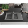 Mexen Gaspar granitový drez 1,5-komorový s odkvapkávačom 737 x 475 mm, sivý, sifón čierny - 6507731505-71-B