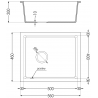 Mexen Pedro granitový jednokomorový drez 560 x 460 mm, Biela, Sifón Čierna - 6508561000-20-B