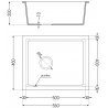 Mexen Pedro granitový drez s 1 komorou 560 x 460 mm, čierny/strieborný metalik, čierny sifón - 6508561000-73-B