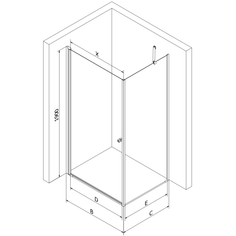 Mexen Pretoria sprchová kabína s otváracími dverami 90 x 80 cm, transparentná, čierna - 852-090-080-70-00