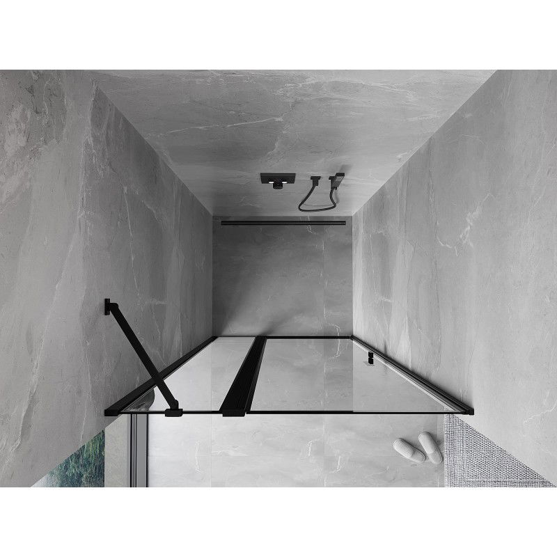 Mexen Mist dvere do sprchového kúta otváracie ľavé 80 cm, čierny rám, čierne - 8A4-080-000-70-70-L