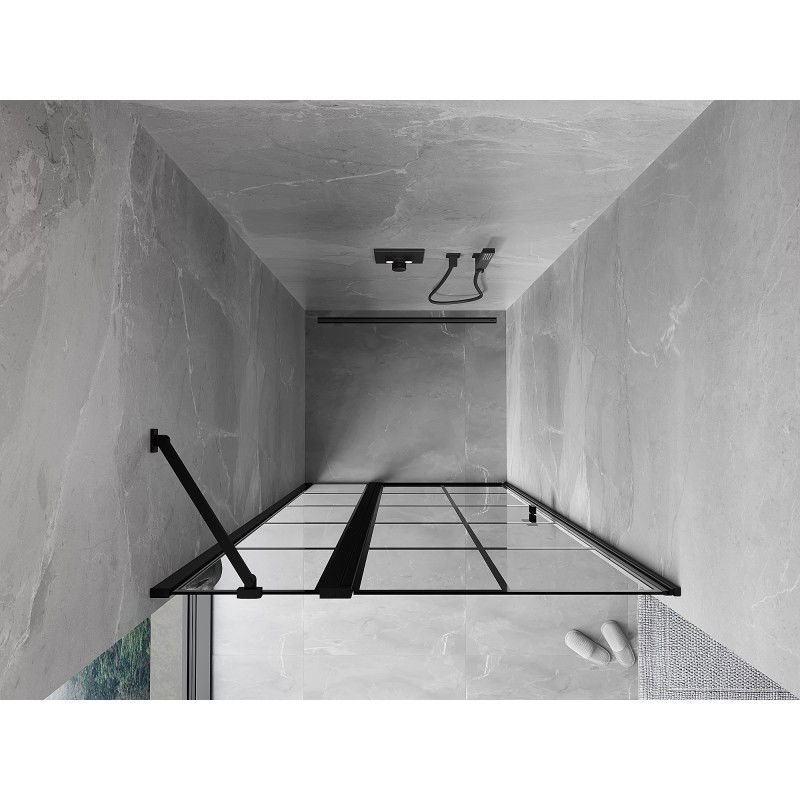 Mexen Mist sprchové dvere výklopné ľavé 115 cm, čierna mriežka, čierne - 8A4-115-000-70-77-L