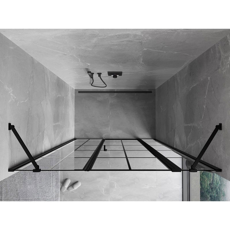 Mexen Mist sprchové dvere pravé 120 cm, čierna mriežka, čierne - 8A4-120-001-70-77-P