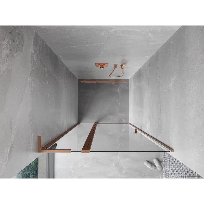 Mexen Mist L sprchové dvere otočné 120 cm, transparentné, brúsená meď - 8A4L-120-000-65-00