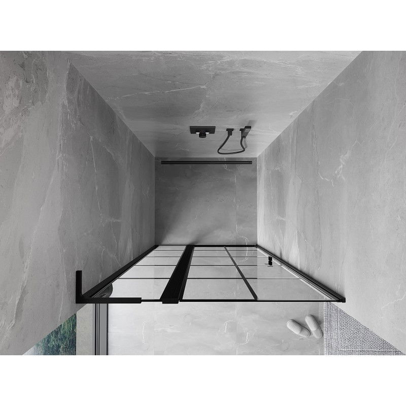 Mexen Mist L sprchové dvere výklopné ľavé 90 cm, čierna mriežka, čierne - 8A4L-090-000-70-77-L