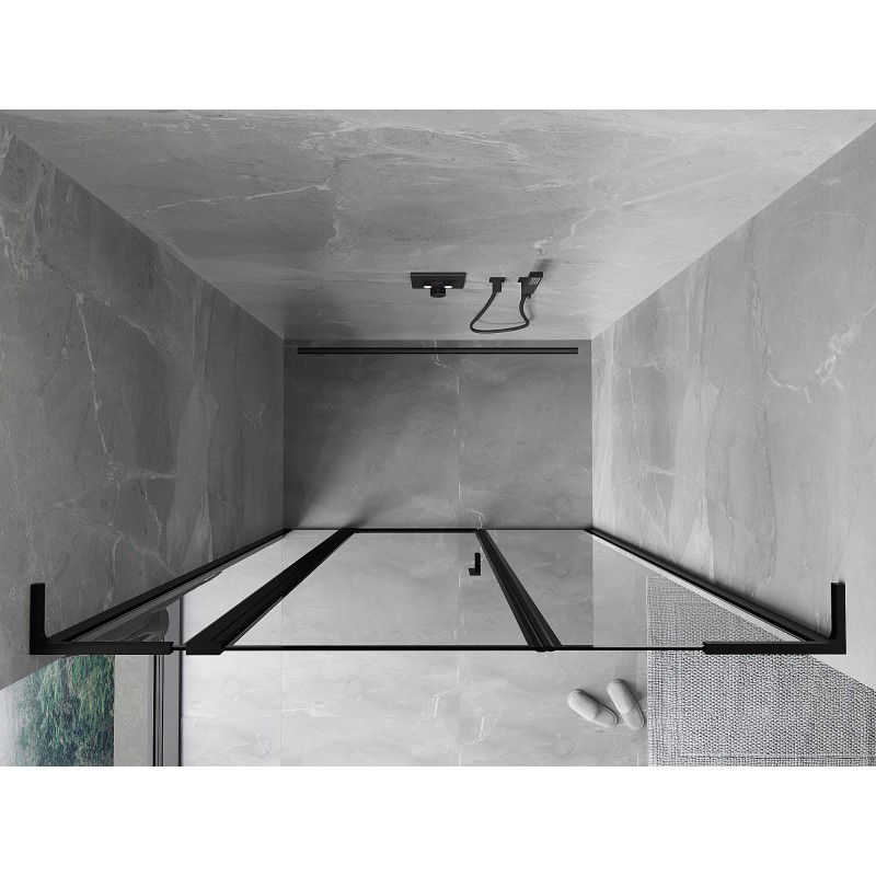 Mexen Mist L sprchové dvere otváracie ľavé 150 cm, čierny rám, čierne - 8A4L-150-001-70-70-L