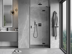 Mexen Mist-H pravé sprchové dvere, 100 cm, transparentné, čierne - 8A5-100-000-70-00-P