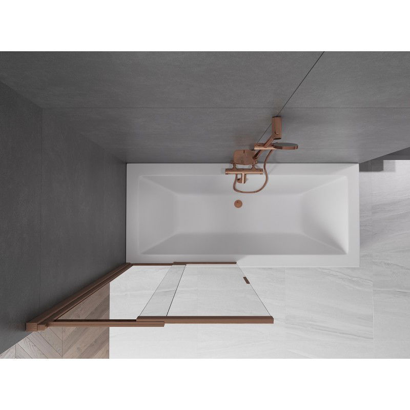 Mexen Fox sprchový paraván 2-krídlový posuvný 85 x 150 cm, transparentný, brúsená meď - 891-085-002-65-00