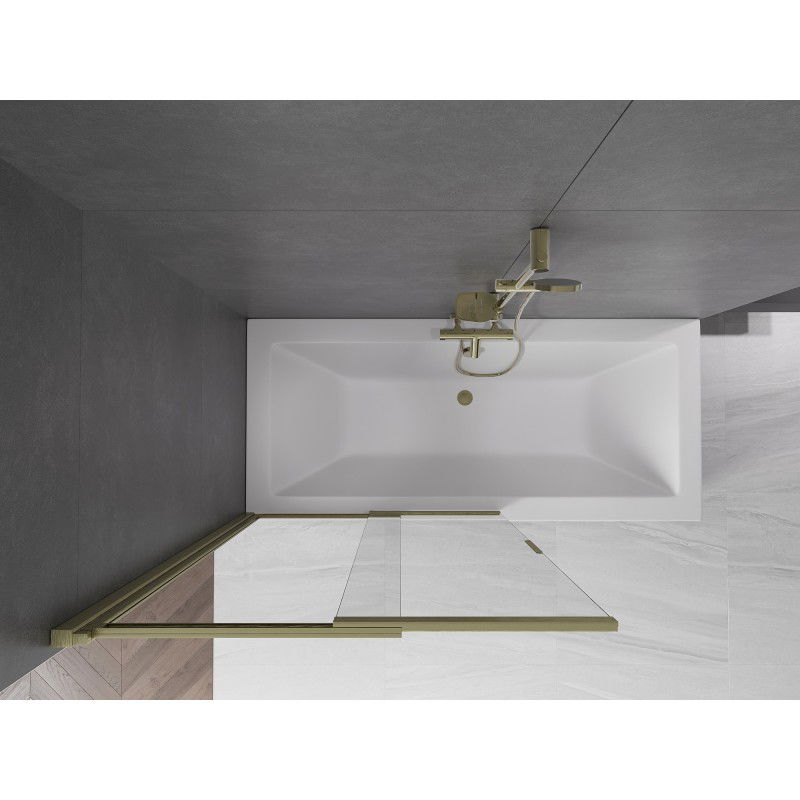 Mexen Fox sprchový paraván 2-krídový posuvný 100 x 150 cm, transparentný, zlatý kartáčovaný - 891-100-002-55-00