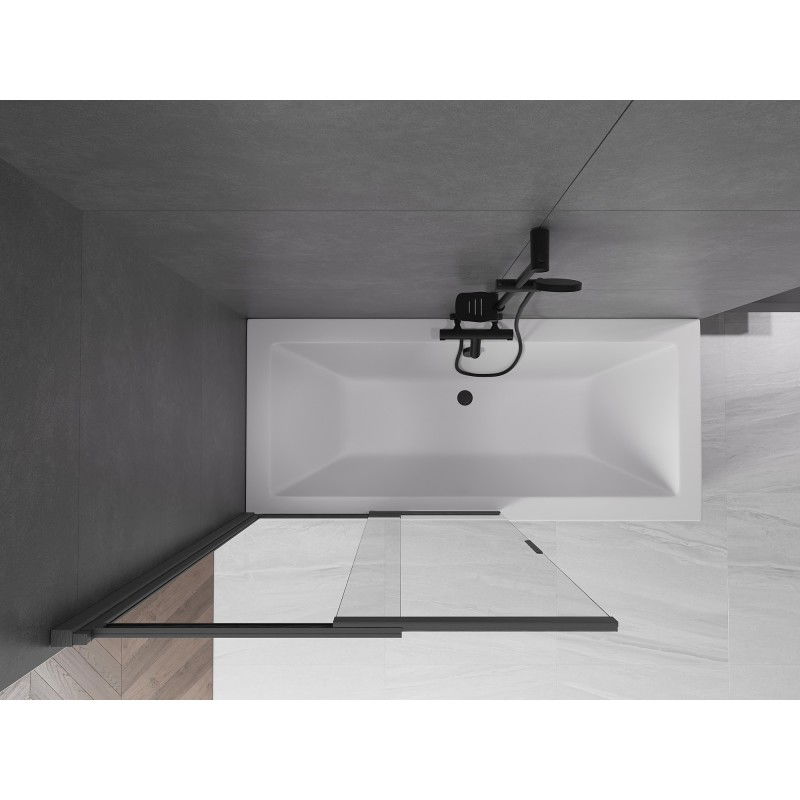 Mexen Fox dvojkrídlový vaňový paraván, posuvný 100 x 150 cm, priehľadný, brúsená tmavá sivá - 891-100-002-66-00