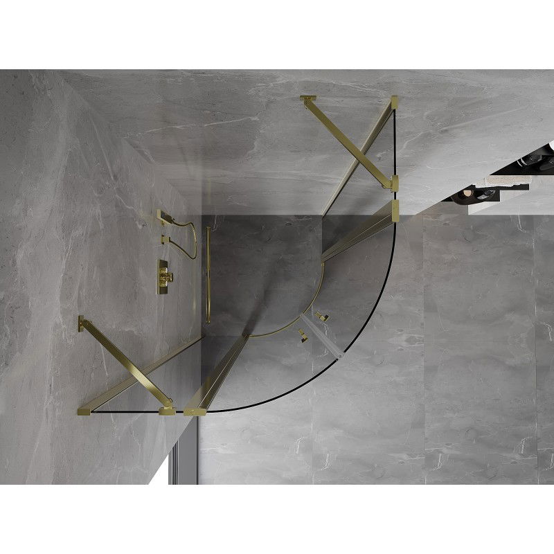 Mexen Mist polkruhová sprchová kabína s výklopnými dverami 90 x 90 cm, transparentná, zlatá - 8A32-090-090-50-00