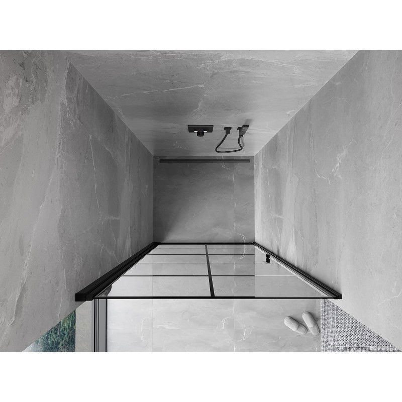 Mexen Mist-B sprchové dvere vyklápacie ľavé 80 cm, čierna mriežka, čierne - 8A2-080-000-70-77-L