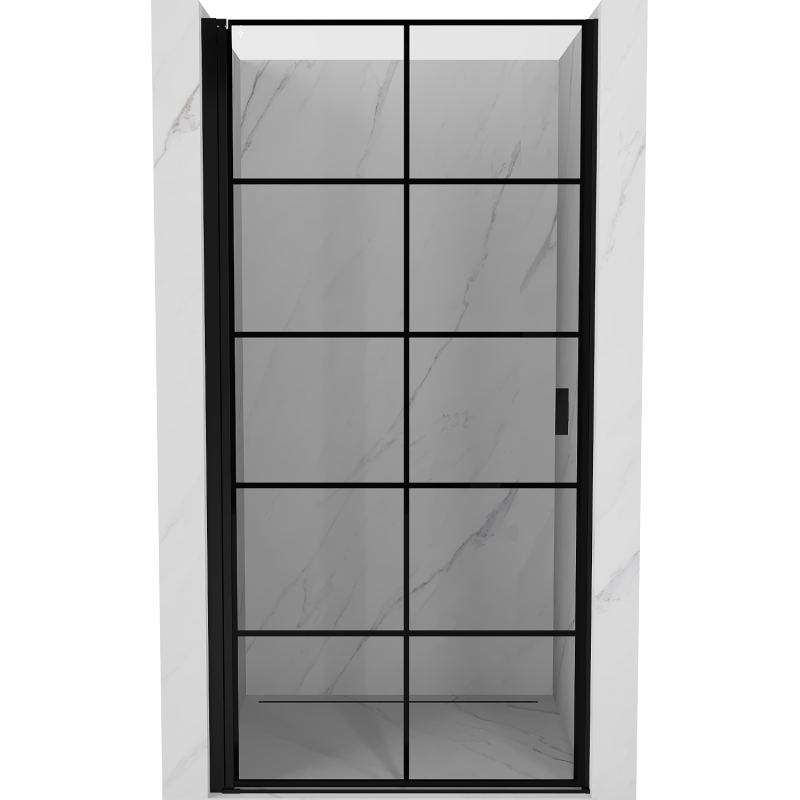 Mexen Mist-B sprchové dvere výkyvné ľavé 90 cm, čierna mriežka, čierne - 8A2-090-000-70-77-L