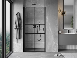 Mexen Mist-B sprchové dvere otočné ľavé 100 cm, čierna mriežka, čierne - 8A2-100-000-70-77-L