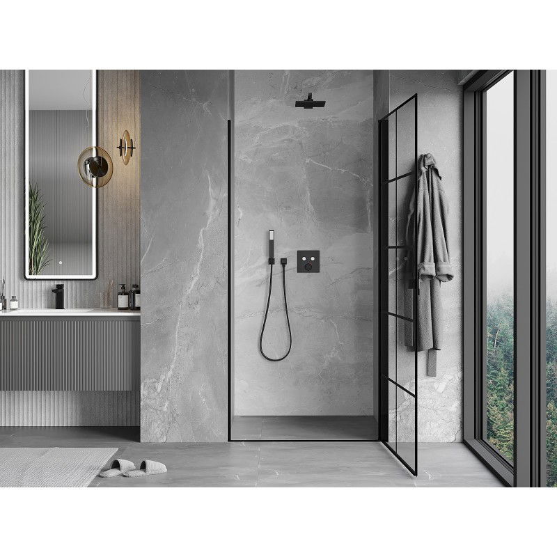 Mexen Mist-B sprchové dvere výklopné pravé 80 cm, čierna mriežka, čierne - 8A2-080-000-70-77-P