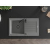 Mexen Pablo granitový drez s odkvapkávačom s 1 komorou, 752 x 436 mm, sivý, čierny sifón - 6510751010-71-B