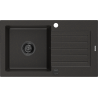Mexen Pablo granitový drez s 1 komorou a odkvapkávačom 752 x 436 mm, čierny/zlatý metalik, čierny sifón - 6510751010-75-B