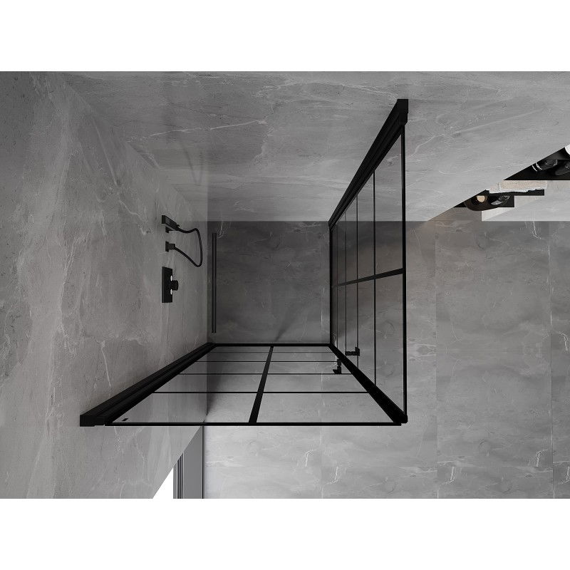 Mexen Mist-B Duo sprchová kabína otváracia 70 x 70 cm, čierna mriežka, čierna - 8A2-070L-070P-70-77