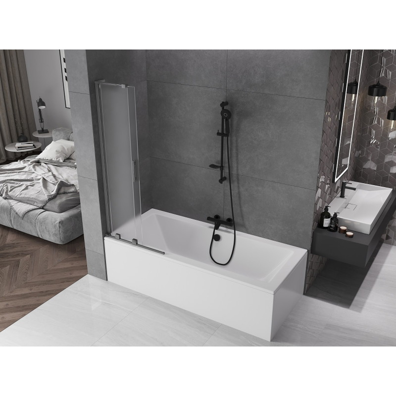 Mexen Velar L posuvná delička do vany dvojkrídlová 70 x 150 cm, matná, brúsená gun gray - 896-070-003-31-66