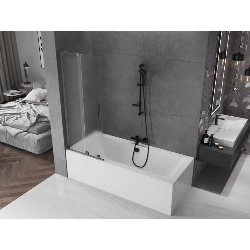 Mexen Velar L posuvná delička do vany dvojkrídlová 70 x 150 cm, matná, brúsená gun gray - 896-070-003-31-66