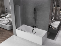 Mexen Velar L posuvná delička do vany dvojkrídlová 70 x 150 cm, matná, brúsená gun gray - 896-070-003-31-66