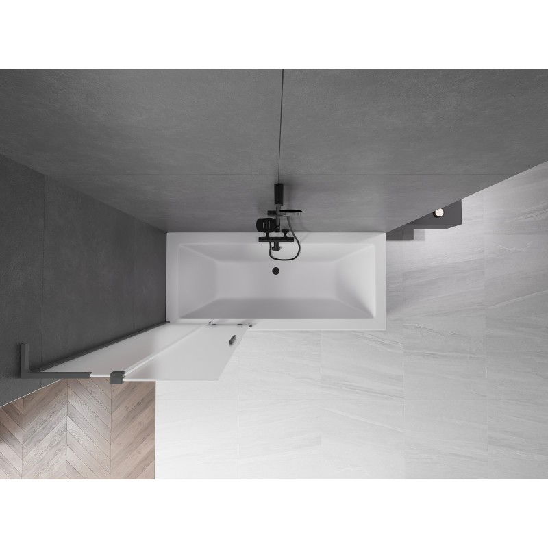 Mexen Velar L vaňová zástena 2-krídlová zasúvacia 70 x 150 cm, mrazivá, gun metal - 896-070-003-31-95