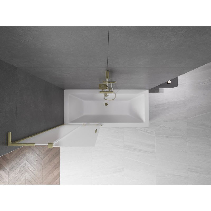 Mexen Velar L paraván na vaňu 2-krídlový posuvný 80 x 150 cm, mráz, zlatý kartáčovaný - 896-080-003-31-55