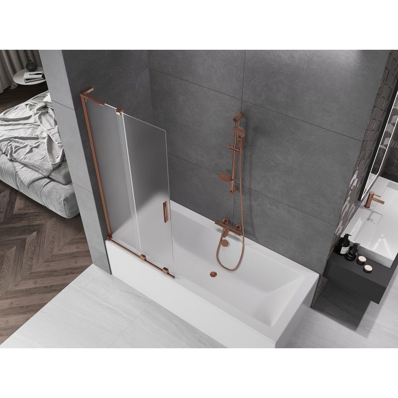 Mexen Velar L vaňová zástena, 2-krídlové posuvné dvere, 80 x 150 cm, námraza, ružové zlato - 896-080-003-31-60