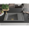 Mexen Elias jednokomorový žulový drez s odkvapkávačom 795 x 480 mm, sivý, zlatý sifón - 6511791005-71-G