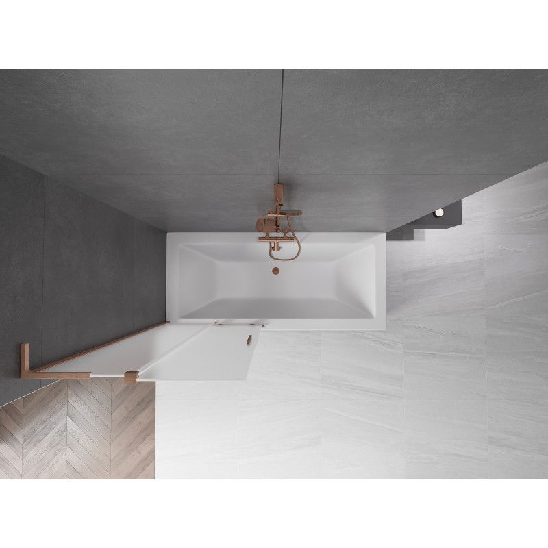 Mexen Velar L vaňová zástena 2-krídlová posuvná 80 x 150 cm, námraza, brúsená meď - 896-080-003-31-65