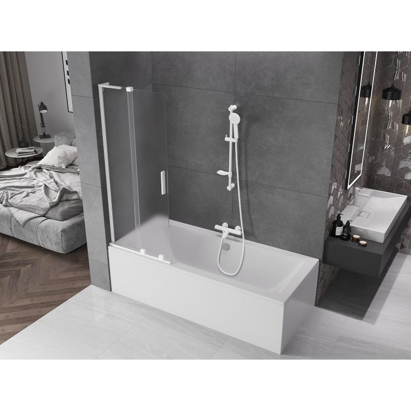 Mexen Velar L paraván na vaňu 2-krídlové posuvné 75 x 150 cm, matný, biely - 896-075-003-31-20