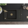 Mexen Elias granitový drez 1-komorový s odkvapkávacou plochou 795 x 480 mm, čierny/zlatý metalický, zlatý sifón