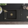 Mexen Elias žulový drez s 1 komorou a odkvapkávačom 795 x 480 mm, čierny/zlatý metalík, sifón zlatý - 6511791005-75-G